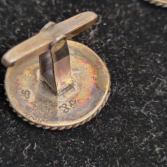 Vintage Men's Sterling Silver Taxco Mexican Design Cufflinks - Picture 4 of 5
